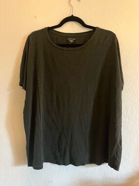 Eileen Fisher Olive Short-Sleeve Crew Tee